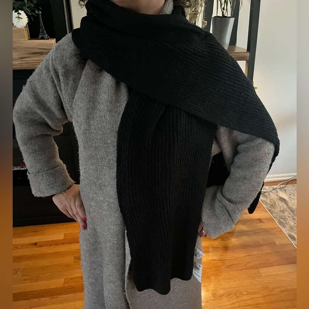 Style & Co Rib Solid Black Scarf - Picture 2 of 5